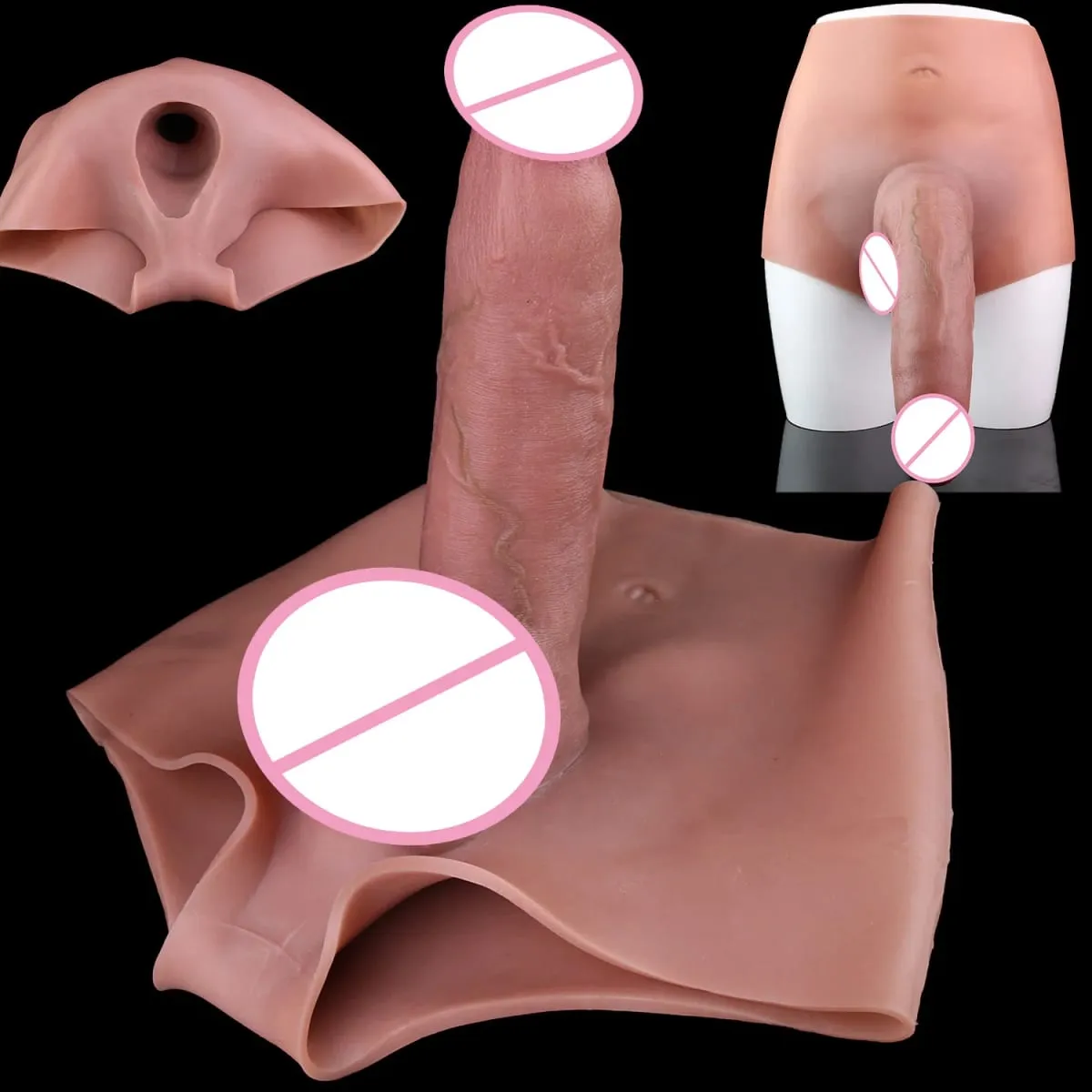 Large Realistic Men's Penis Sleeve Pants Silicone Super Soft Adult Men Strapon Erotic Products Dick Extender Sex Toy 18+ — image 3