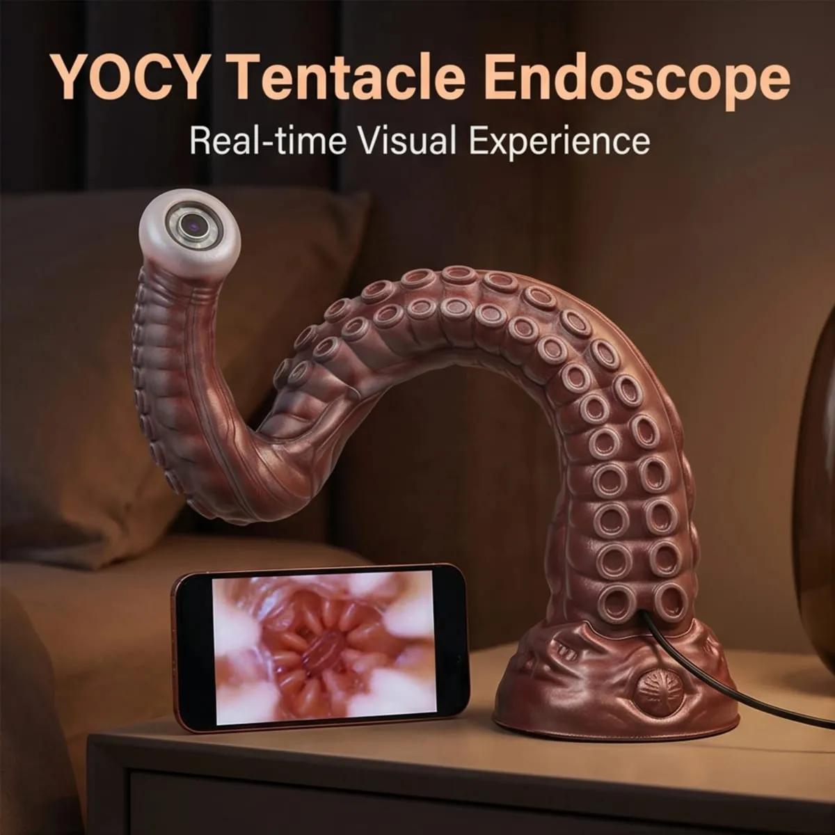 ยาวขยาย Octopus Tentacles App ควบคุม Anal ปลั๊ก Peeping Hole ฐานถ้วยดูด Anal Dilator Speculum Sex Toy