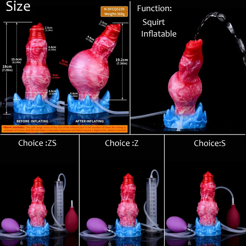 Silicone gonfiabile eiaculazione nodo dildo circonferenza regolabile schizzi fantasia cavallo pene giocattoli adulti del sesso dilatatore anale