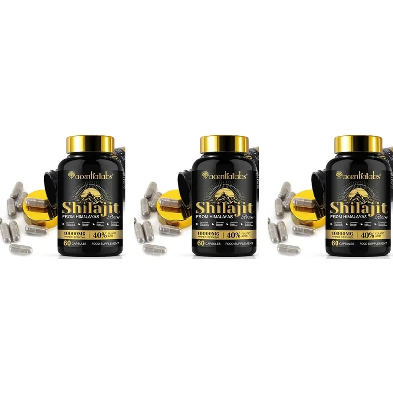 Shilajit Resin Capsules from Himalayas 1000mg 10:1 Extract 40% Fulvic Acid 60 Count Supports Stamina & Endurance Brain Function — image 9