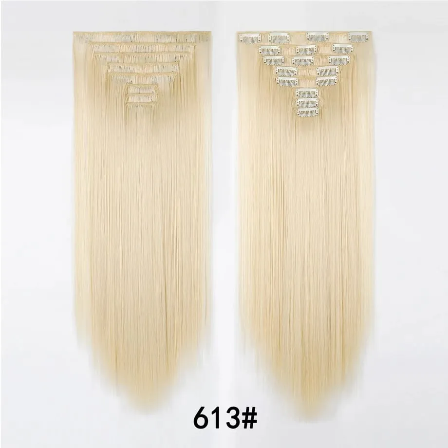 24 Inch 8Pcs Clip in Hair Extensions Long Straight Hair Extensions Soft Synthetic Hairpieces for Women Daily Fashion Hairstyle — image 19