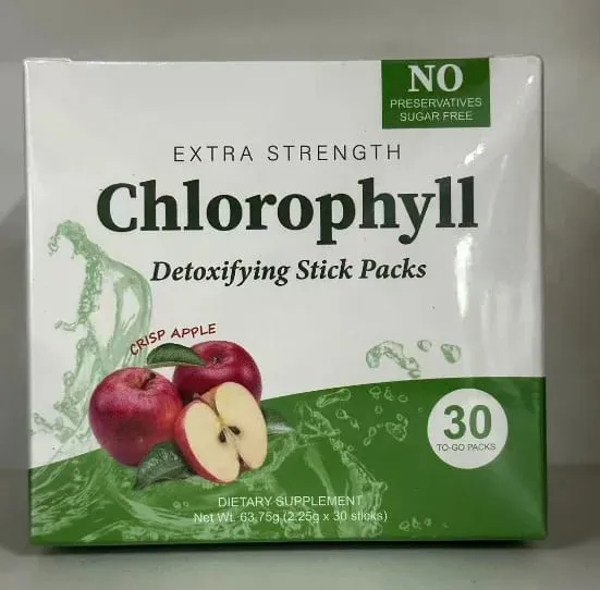 Chlorophyll Chlorophyllin 120mg Detox Stick Packs 30ct Sugar Free Prebiotic Gut Health Daily Support Non GMO Keto Supplement