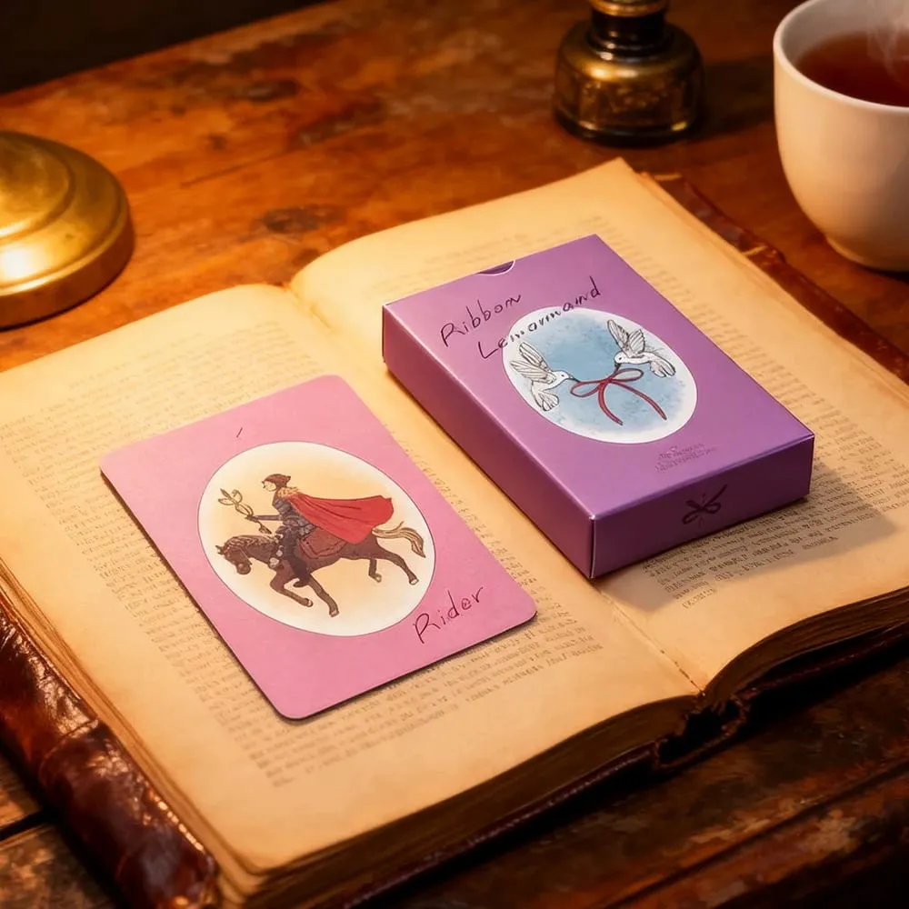 Ribbon Lenormand Deck 9*6cm 36 Pcs Lenormand Cards In A Stylish Matte Pink-purple with A Dull Feel