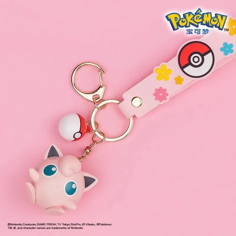 Ægte Pokemon Pikachu nøglering Gengar Morpeko Cubone Snorlax Mimikyu Anime Action Figur Legetøj Nøglering Duftvedhæng Gave