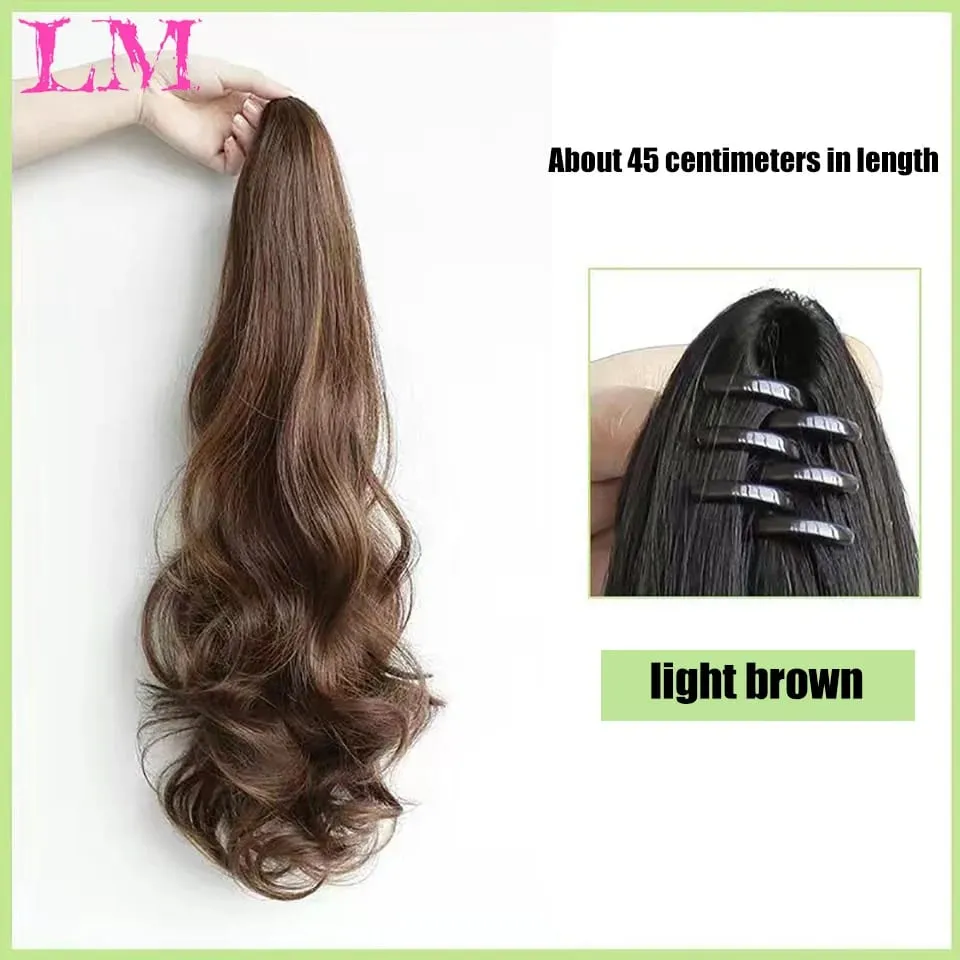 LM Synthetic Ponytail Extension Claw Curly Wavy Clip in Hairpiece Ponytail Hair Extensions Long Pony Tail Synthetic for Women — image 9