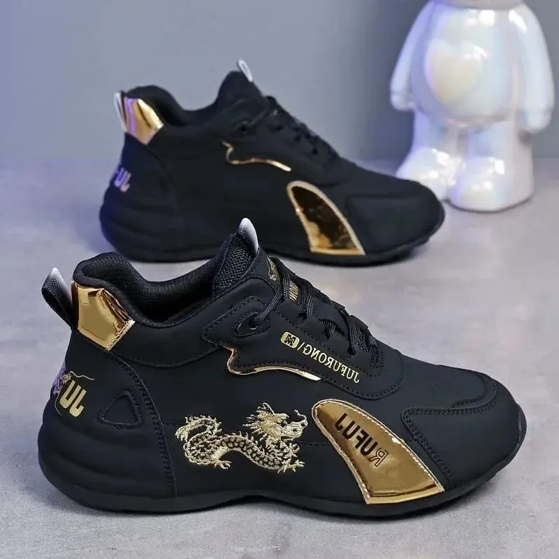 Fashion Men's Casual Shoes Luxury Men's Sneakers Leather Waterproof Sports Shoe Lightweight Breathable Non-slip Basketball Shoes — image 2