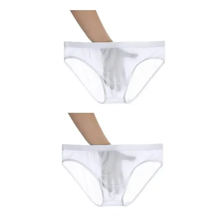 2PCS Ultra Thin Ice Silk กางเกง Plus ขนาด M-4XL สีทึบเยาวชนโปร่งแสงต่ำเอว Breathable เซ็กซี่ชายกางเกง
