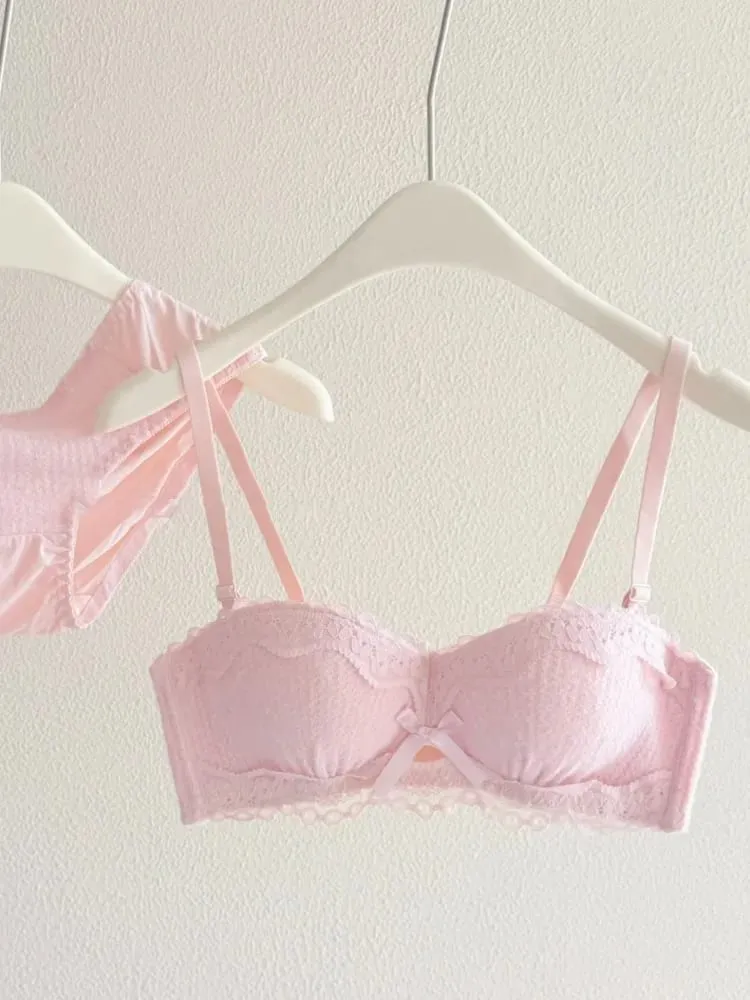 Lace Sexy Lingerie Set Push Up Thick Padded Small Breast Enhance Shaping Half Cup Bra Concealed Brief Intimates Underwear — image 1