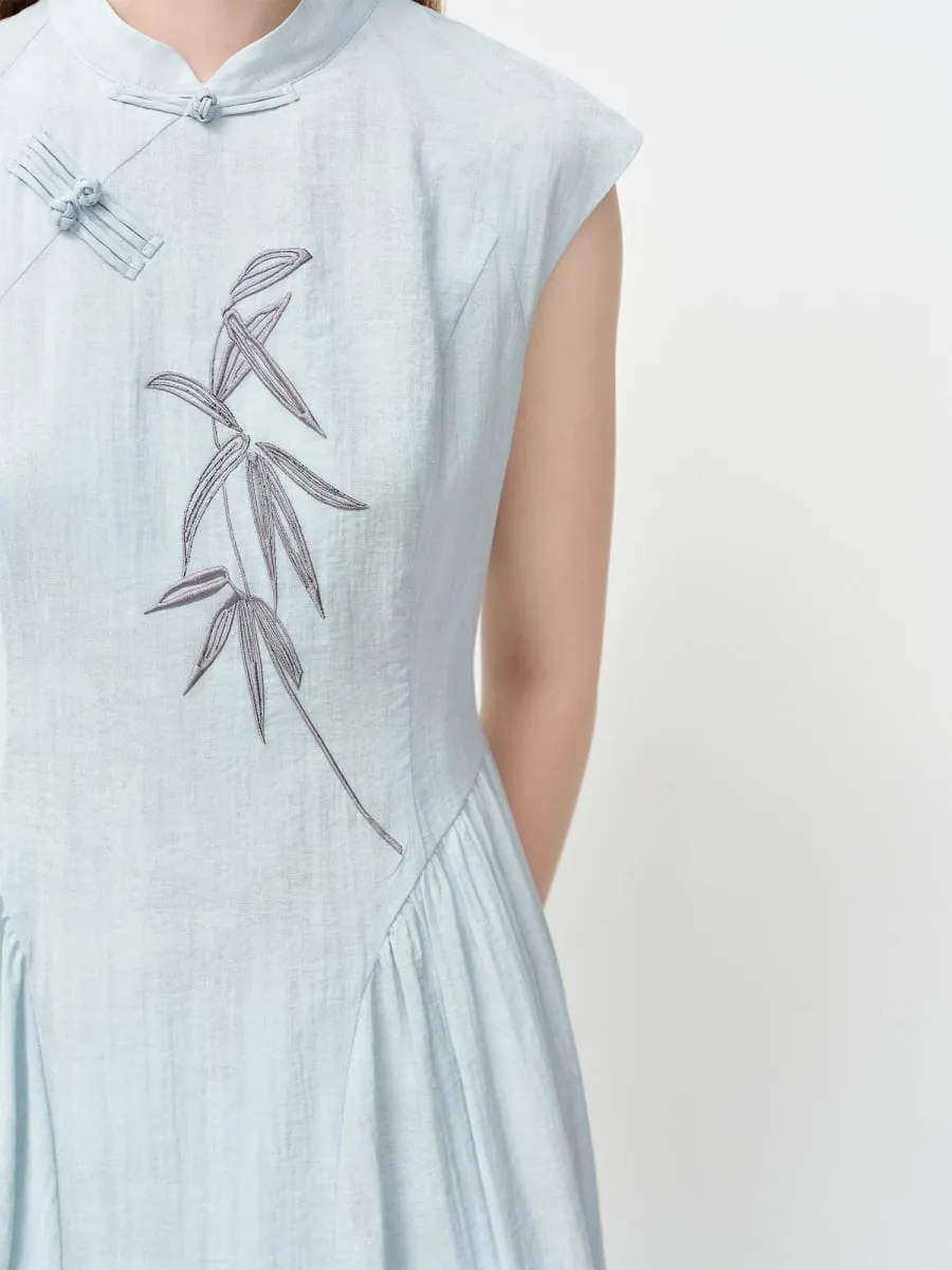 New Chinese Style Embroidery Slim-Fit Long Dress for Women 2026 Summer New Arrivals A-Line Waist-defining Skirt for Dates — image 3