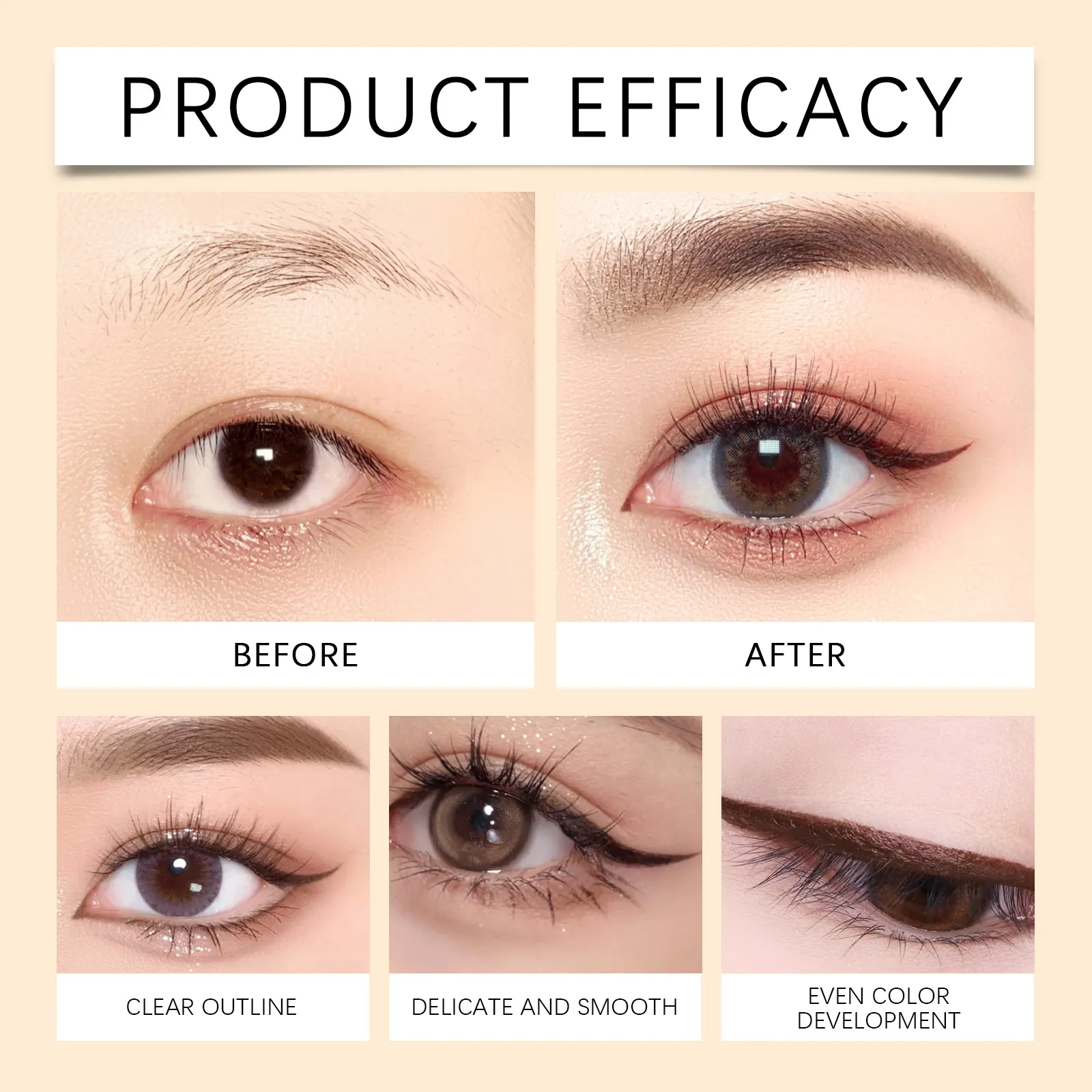 Zephoco Gel Eyeliner Pen Waterproof Smooth Eye Makeup Long Lasting Sweat Proof Oil Proof Smudge Proof Eye Liner Pencil Makeup
