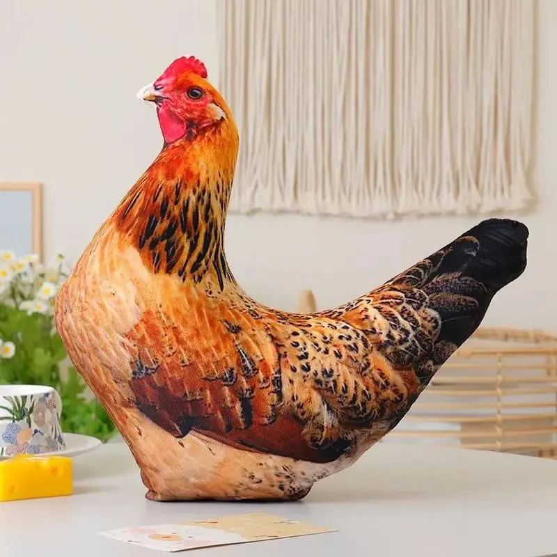 Rooster Plush Throw Pillow Lifelike 3D Print Soft Fluffy Comfortable Cushion for Office Chair Decor Rest Pillow for Workers