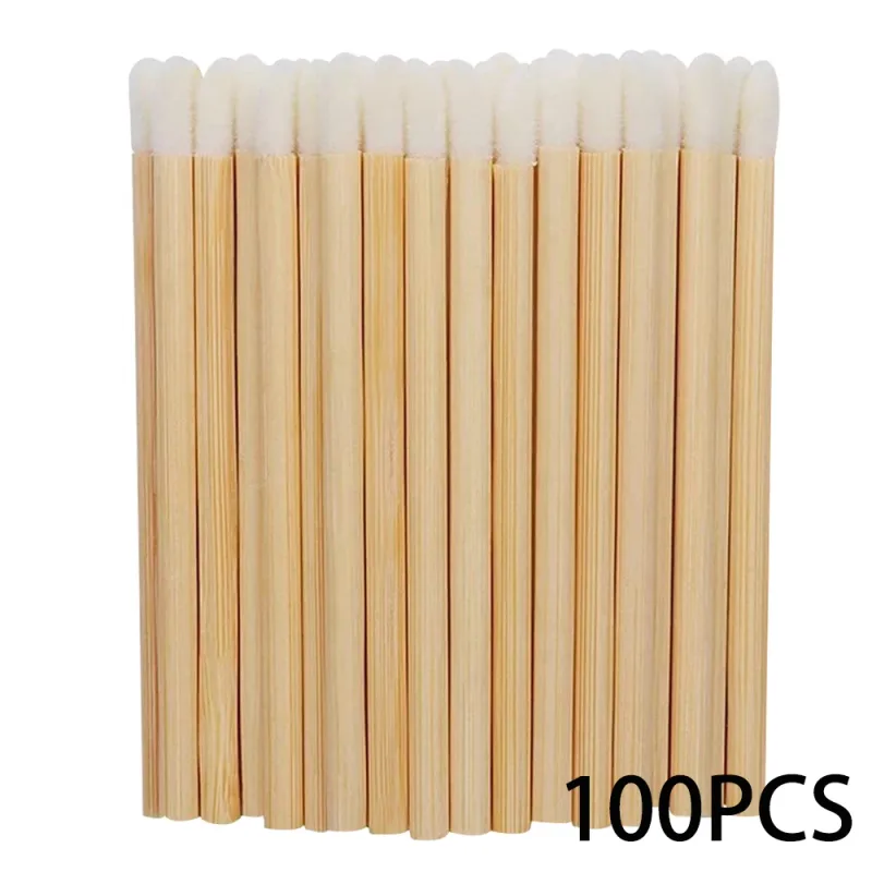 50/100pcs Brushes Bamboo Lipstick Handle Lip Brushes Extension Accessories Lip GlossWands Applicator Makeup Tool For Eyelashes