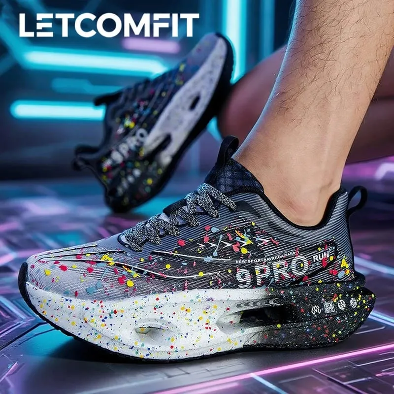 New Carbon Plate Men's Running Shoe Night Fluorescent Cushioning Sneakers Women Lace-Up Lightweight Casual Shoes Jog Shoes — image 1