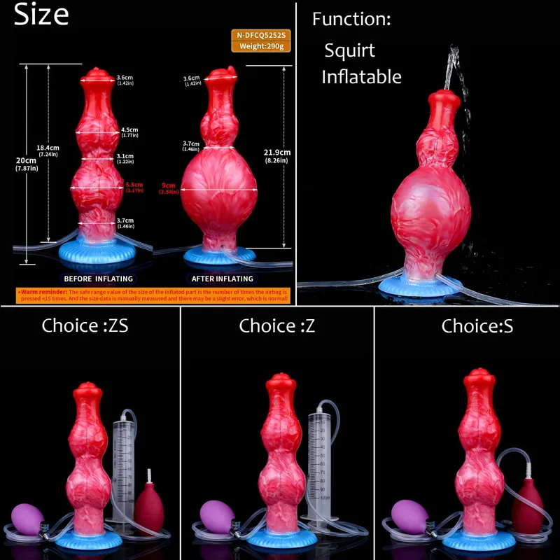 Silicone gonfiabile eiaculazione nodo dildo circonferenza regolabile schizzi fantasia cavallo pene giocattoli adulti del sesso dilatatore anale