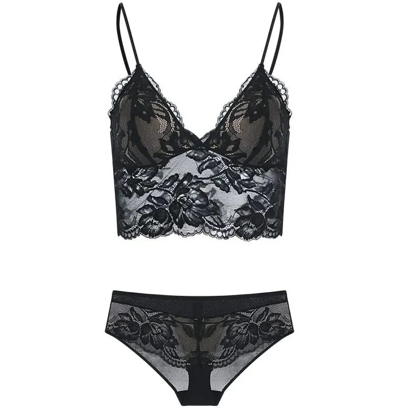 Women's French Thin Lace Wireless Set Strapless Triangle Cup Slim Invisible Bra Perfect for Big Bust To Look Smaller Daily S-xl — image 2