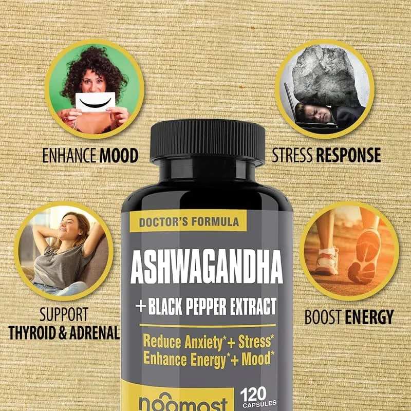 แคปซูล Ashwagandha ออร์แกนิกส่งเสริมการต่อต้านความเครียดการสนับสนุนอารมณ์ตามธรรมชาติและการสนับสนุนโฟกัสอาหารเสริมพลังงานธรรมชาติ Unisex — image 2