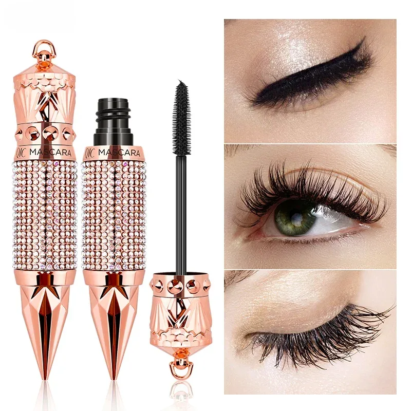 Diamond 4D Mascara Silke Fiber Vattentät Långa ögonfransförlängning Förlängning Tjock Svart Mascara Ögonmakeupprodukter Kosmetika — image 7