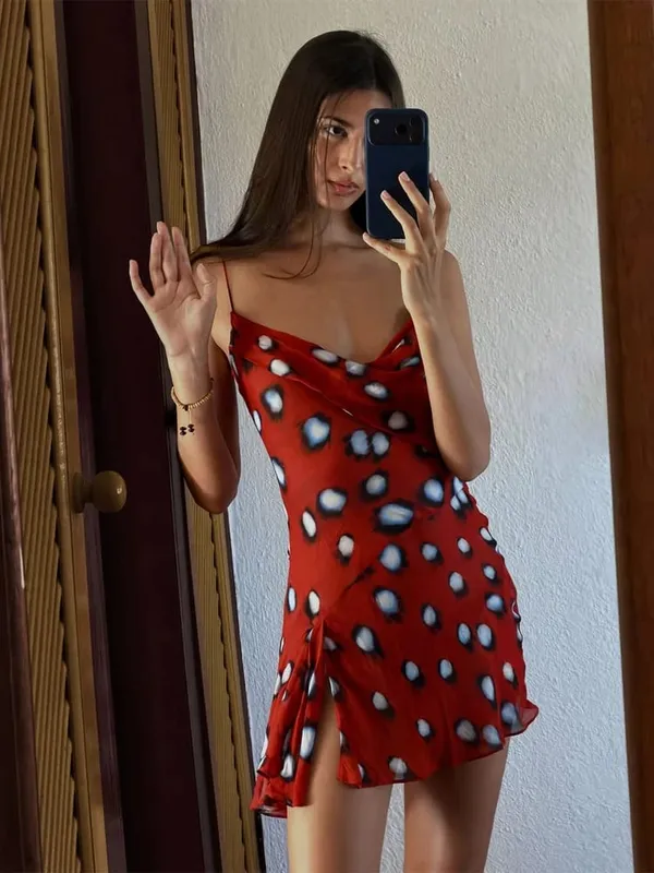 Trendy Slip Dress Animal Print V-neck Ruched Drawstring Sexy Maxi Women Dresses Beach Vacation Stylish Retro Summer Party Outfit — image 9