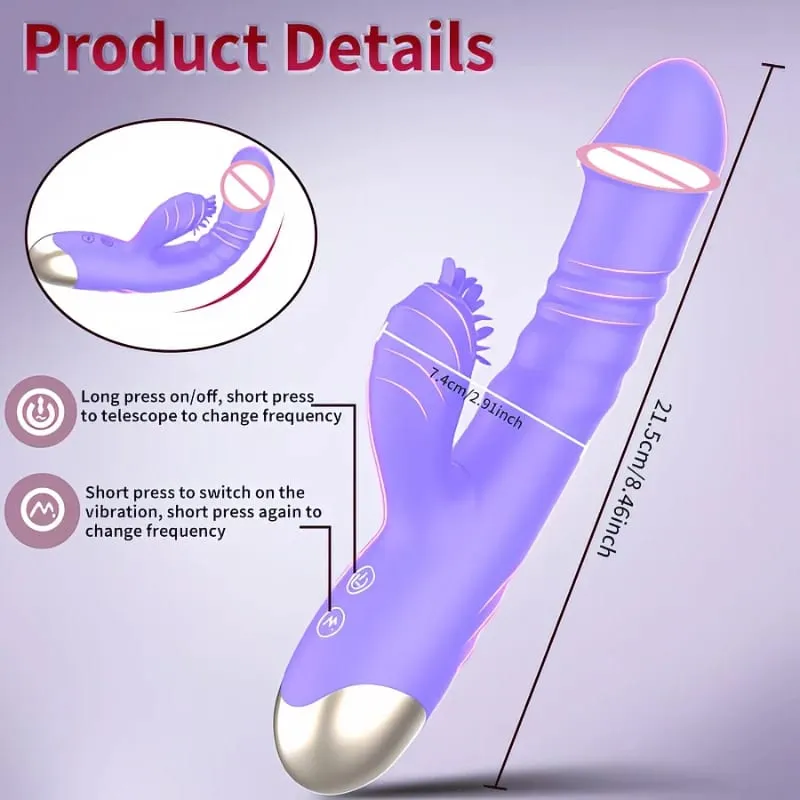 Tongue Licking Vibrator For Women G-Spot Clitoral Stimulation Adult Sex Toy 10 Stretch Modes 10 Vibration Modes Thrusting Dildo — image 6