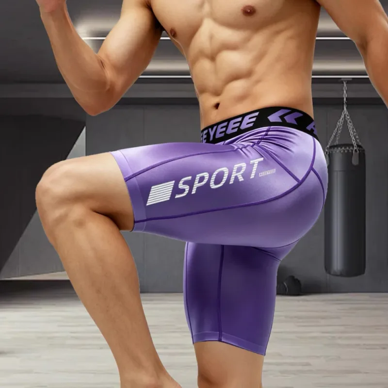 Men's Shorts Compression Running Shorts Quick Dry High Elastic Muscle Fitness Basketball Bottoms Five-Quarter Length Inner Pants — image 4
