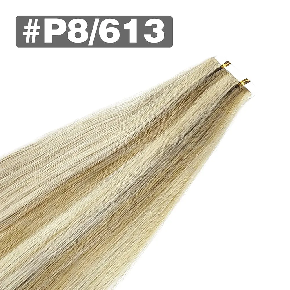 Straight Tape In Hair Extensions Natural Black 26 Inch Adhesive Invisible Brazilian Remy 100% Human Hair Tape Ins 50G/20Pcs/Pack