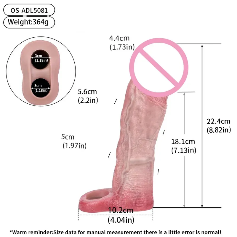7.2in Realistic Penis Sleeve Reusable Penis Sleeve with Cock Ring Silicone Penis Enlarger Sleeve Male Adult Sex Toy for Men — image 20