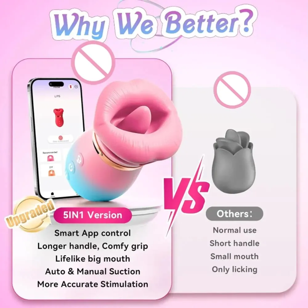 APP Control Sucking Vibrator Tongue Licking Sucker Female Oral Clitoris Nipple Stimulator Vacuum Sex Toys for Couples