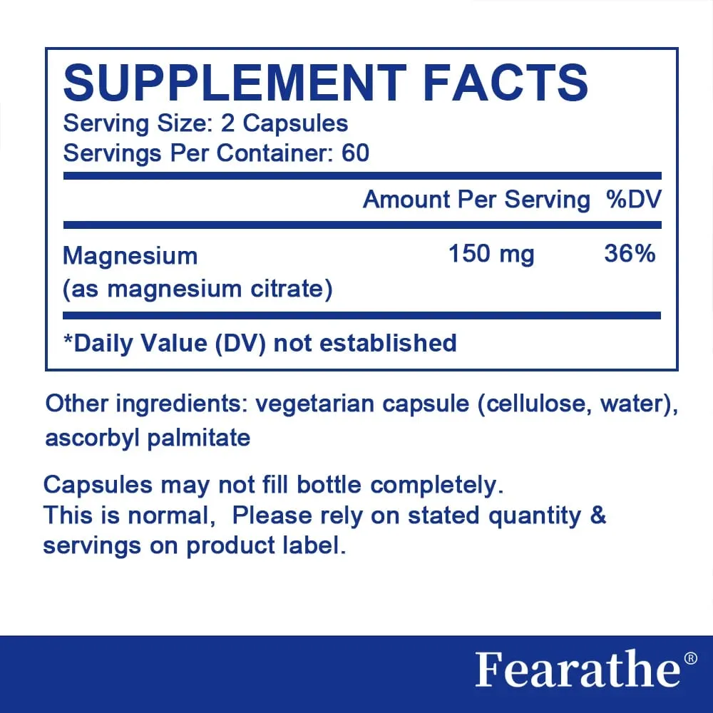 Magnesium Citrate Capsules Support Daily Muscle Nerve Bone Heart Sleep & Metabolic Wellness Assist Body Relaxation — image 7