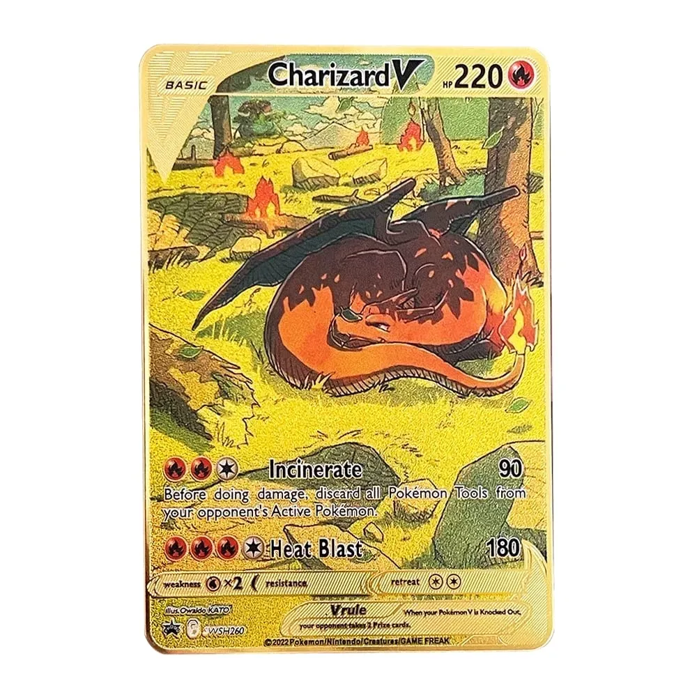 Pokemon Kartı Vmax Metal Pokémon Mektupları Pikachu Gx Mewtwo Charizard Vstar Anime Oyunları Oyuncaklar Altın Demir Oyun Kartları Çocuklar Hediyeler