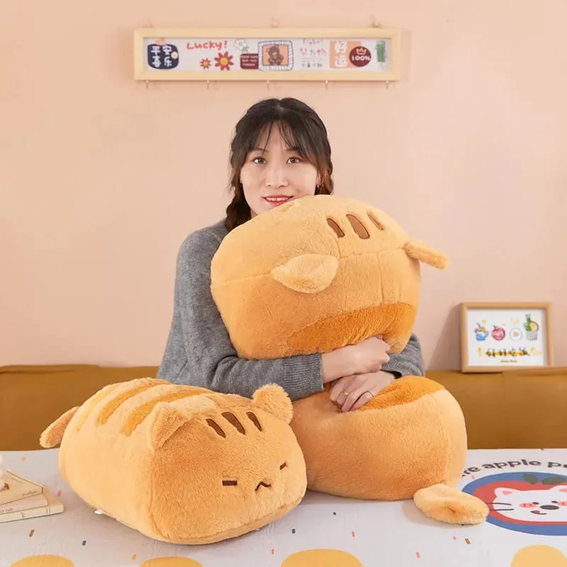 55/90cm Soft Cute Lying Cat Plush Pillow Nap Lumbar Back Support For Women Office Home Bedroom Sleeping Comfort Plush Cat Doll