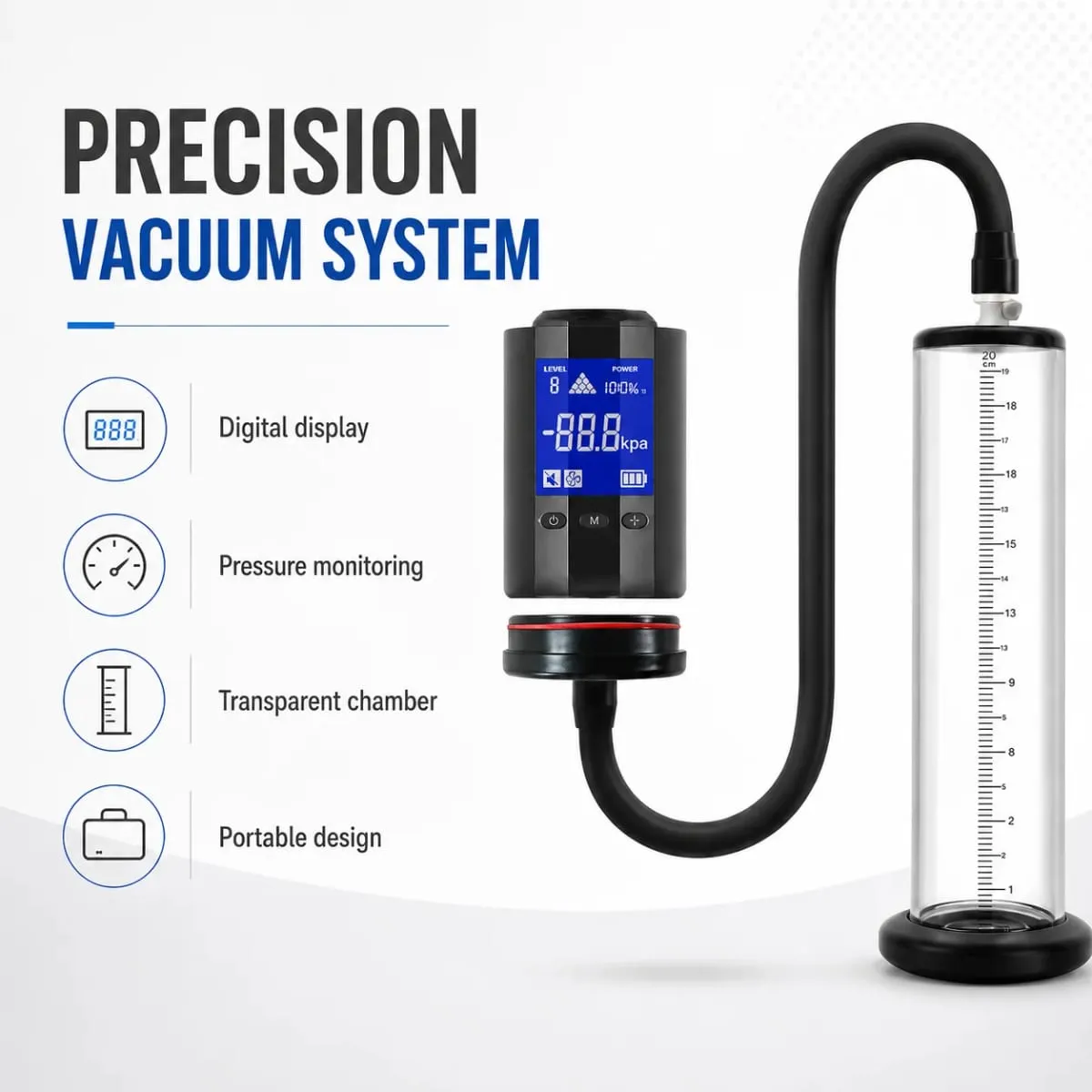 Electric Penis Vacuum Pump with Digital Display Male Enlargement Extender Trainer Rechargeable Adult Masturbation Sex Toy — image 5