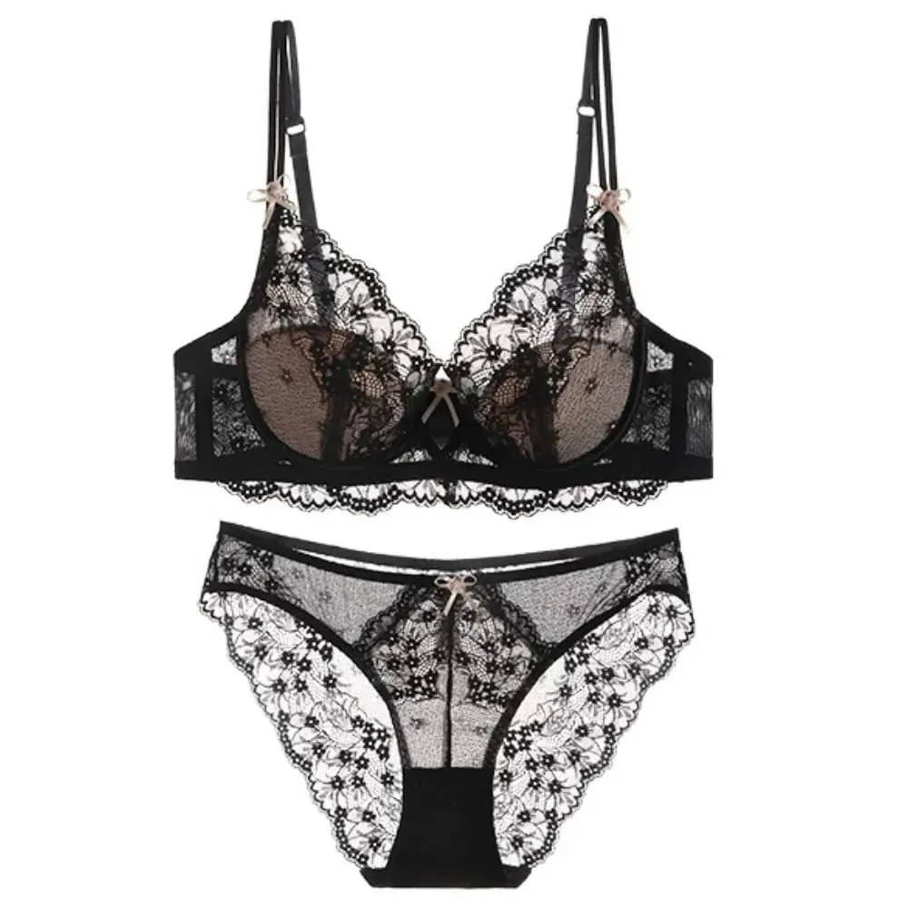 Female Lace Full Cup Minimizer Bra Set Thin Push‑Up Anti‑Sag Comfortable Lingerie Underwear For Big Breast Soft Daily Intimates — image 7