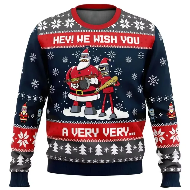 New 2026 Merry Christmas Santa Claus 3D Printed Christmas Sweater Holiday Merry Christmas Autumn Round Neck Pullovers Sweatshirt — image 4