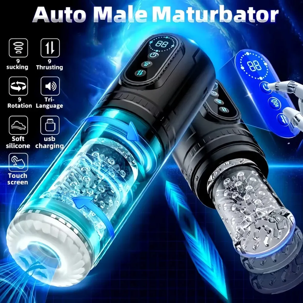 Men Electric Telescopic Sucking Masturbator Rotating Blowjob Masturbation Cup LCD Display Pocket Pussy Penis Pumps Adult Sex Toy — image 4