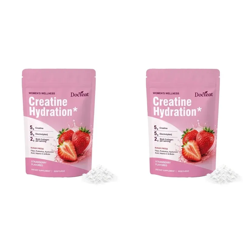 Docteat Creatine Powder Electrolytes Collagen Vitamin C Biotin Sugar Free Strawberry Flavor Women Fitness Wellness 30 Servings — image 8