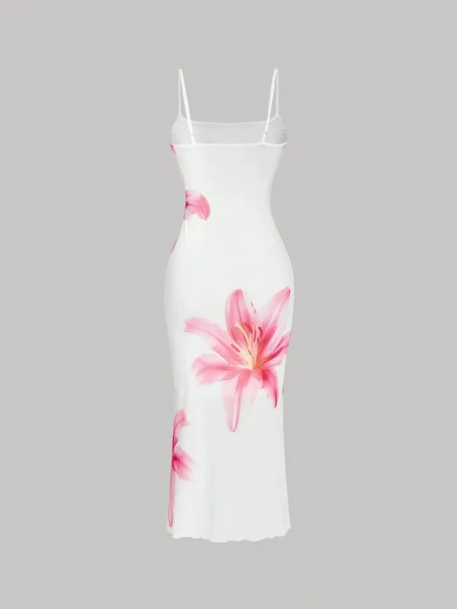 Vestido de verão elegante com estampa floral estilo resort