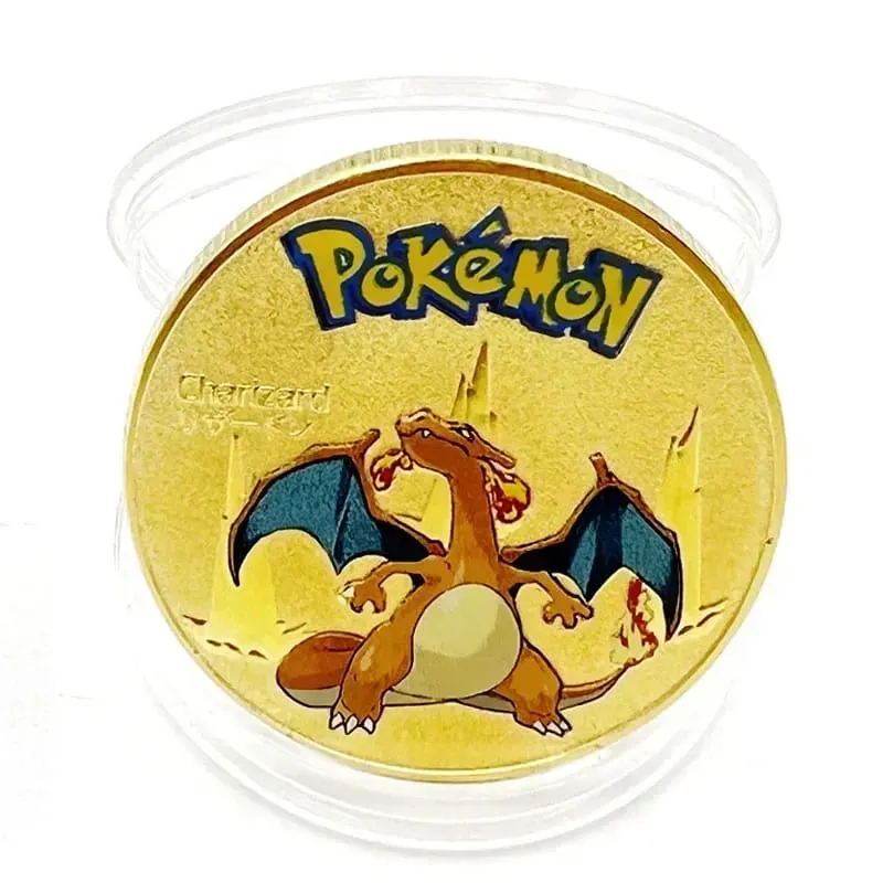 포켓몬 금화 피카추 애니메이션 기념 동전 Charizard 황금 둥근 금속 동전 장난감 — image 6