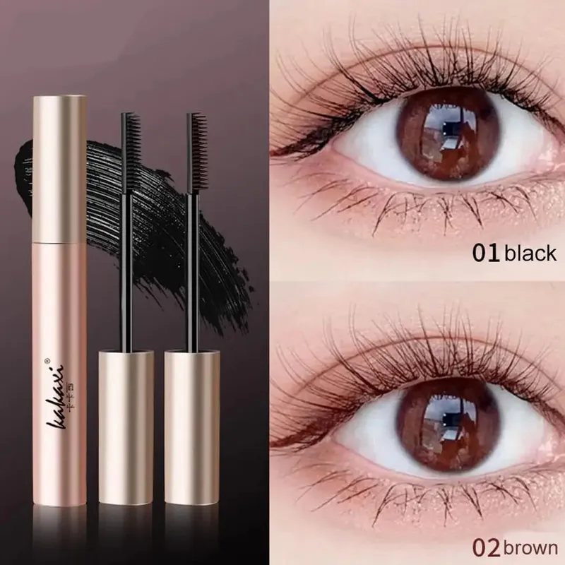Mascara per ciglia Mascara impermeabile in fibra di seta Nero Estensioni per ciglia lunghe e arricciate Occhi non agglomeranti Cosmetici per il trucco — image 4