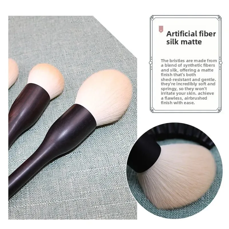 9pcs Ebony Wood Chinese Vintage Style Makeup Brushes Set Powder Blush Foundation Sculpting Highlighter Blending Cosmetic Brushes — image 5