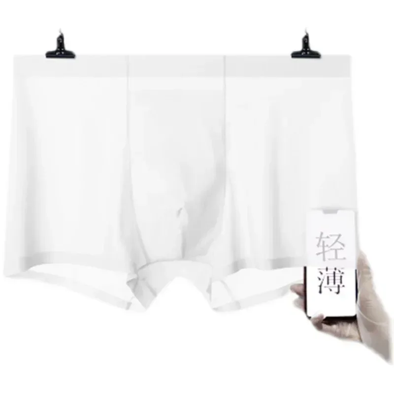 3 pièces de haute qualité hommes sous-vêtements en soie glacée été mince respirant sans couture culottes Sexy hommes caleçons grande taille — image 4