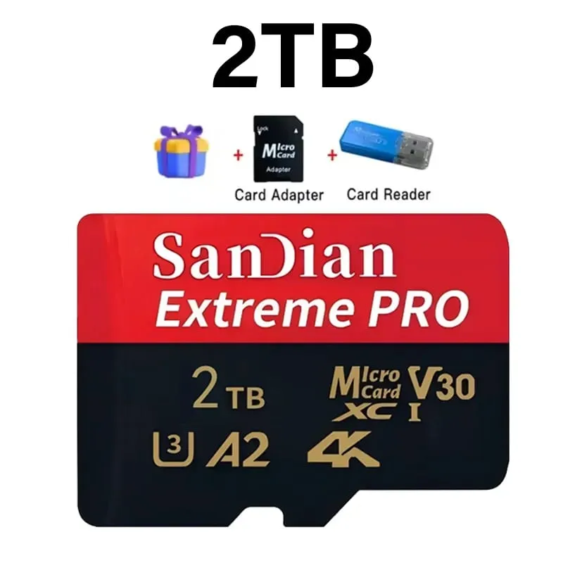 بطاقات ذاكرة SD مقاومة للماء فئة 10 U3 V30 مع محول USB 128 جيجابايت 512 جيجابايت بطاقة مايكرو TF/SD عالية السرعة للهاتف والكمبيوتر المحمول والكاميرا — image 11