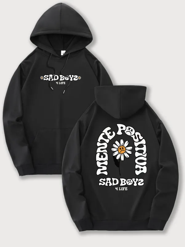 Singer Junior H Sad Boys Positive Mind Funny Print Hooded Men Women Y2k Hoodies Oversized Sweatshirt Hip Hop Unisex Streetwear — image 1
