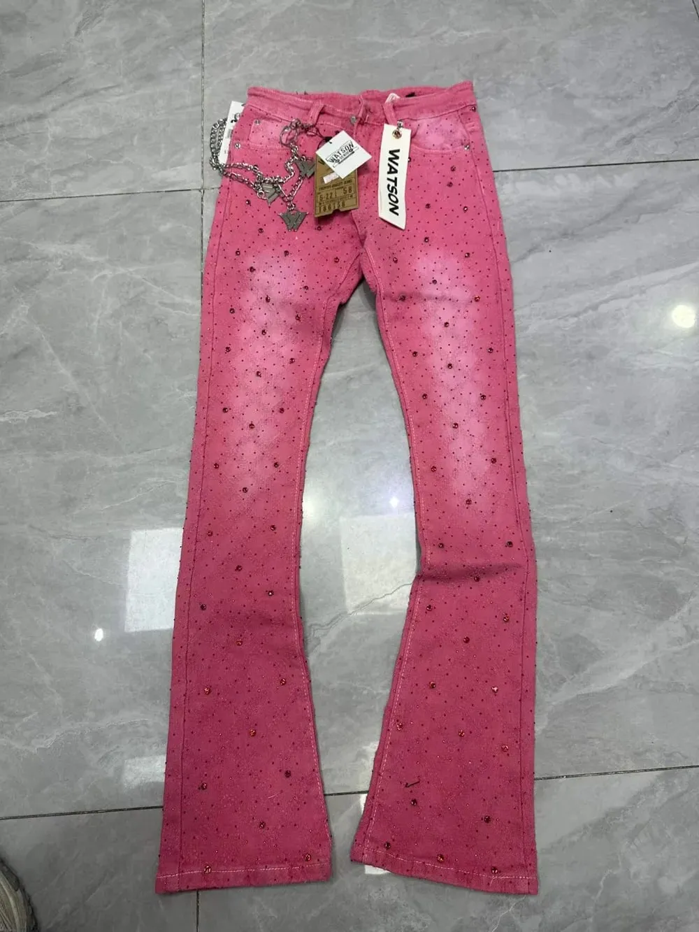 2026 Men's Multi-Pocket High Street Quality Slim Fit Skinny Long Denim Flared Men Yellow Red Pink Jeans Pants — image 16