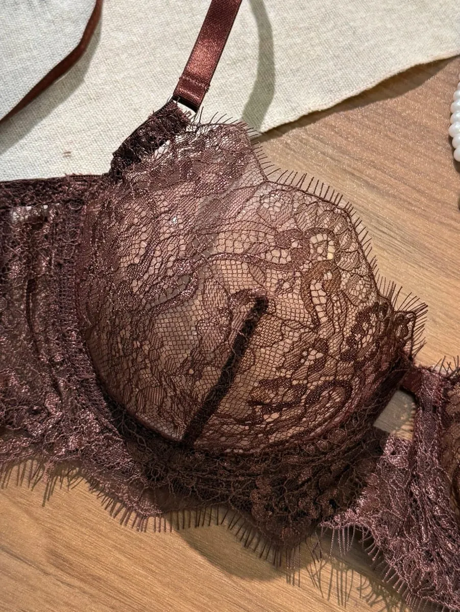 Elegant Summer Lace Bra Sheer Embroidered Comfortable Support Anti-Sag Full Coverage Modest Design & Women Large Chest Minimize