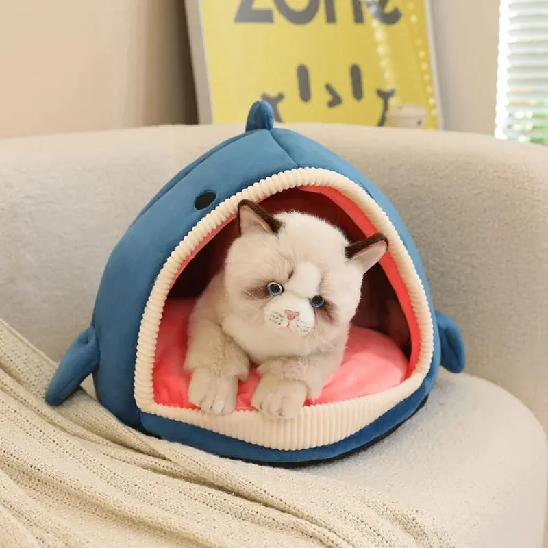 Pet Bed Shark Pineapple Shaped Soft Warm Nest Sleep Available All Seasons Specially Designed For Cats And Dogs Pet Gift