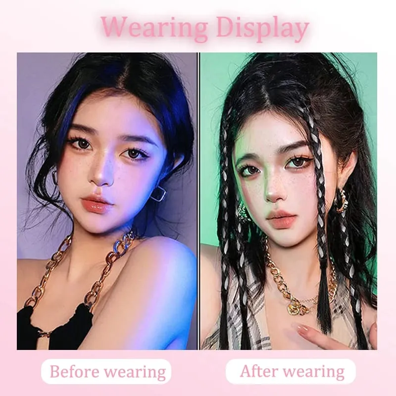 A card of sweet cool girl's boxing braid wig ponytail mini Fried Dough Twists braid color ear dye pigtail 8 pieces — image 5