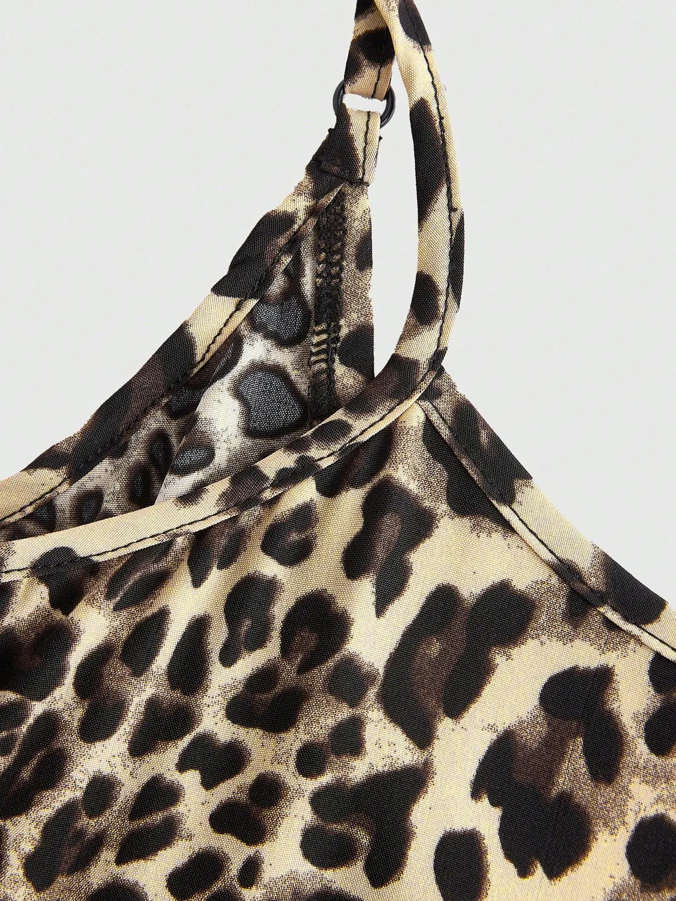 Ladies Leopard Print Halter Dress with Adjustable Straps Vintage Sexy Style Padded Gauze Skirt Fashionable And Versatile — image 5