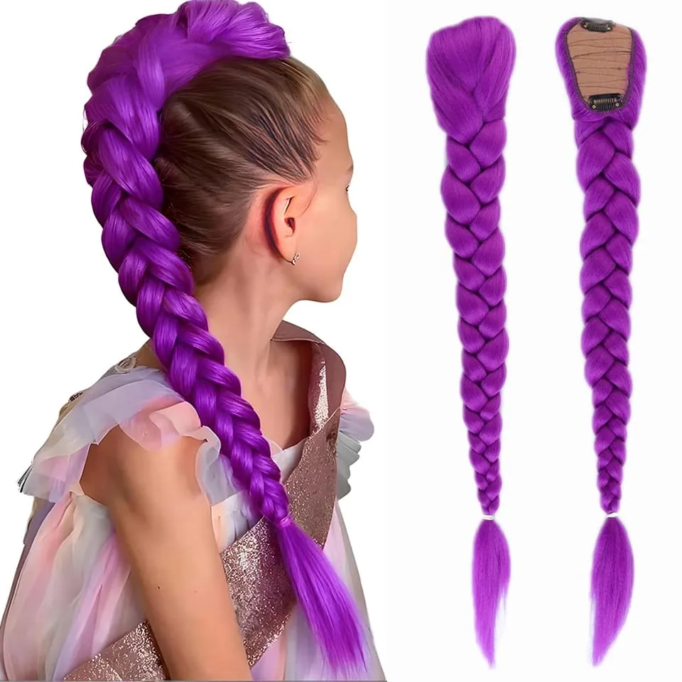 26Inch Synthetic BB clip Braids Hair Extensions Purple Hair For Box Braid For Women Halloween Christmas New Year Carnival Music — image 7