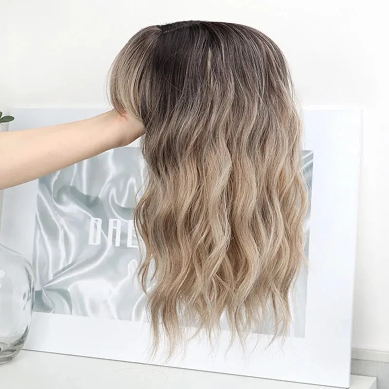 14Inch Synthetic Short Ombre Wavy Curly Topper Hair Extension for Women Clip In Top Hair Replacement Fiber Hair Accessory — image 9