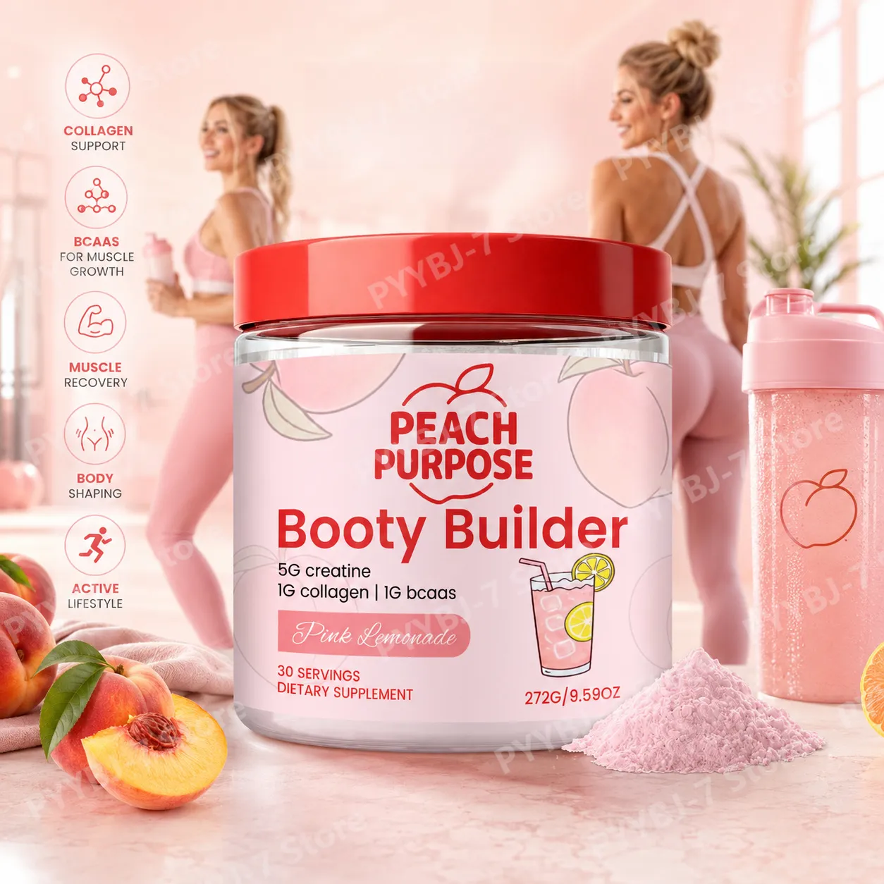 Women’s Collagen Protein Powder with BCAA Creatine Workout RecoveryDrinkforMuscle Tone Skin Support Fitness Nutrition Supplement — image 2